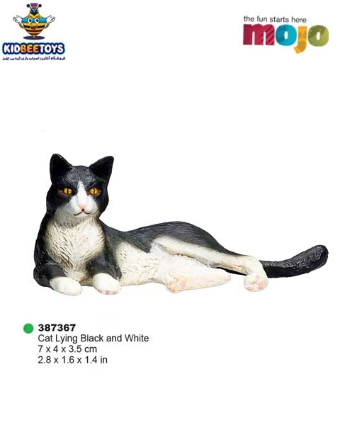 فیگور گربه سیاه سفید لمیده موژو