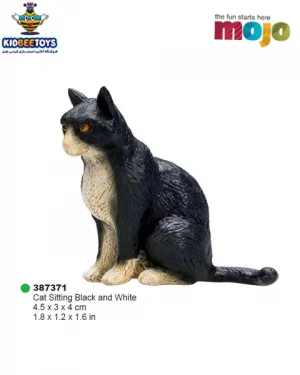 فیگور گربه سیاه سفید نشسته موژو
